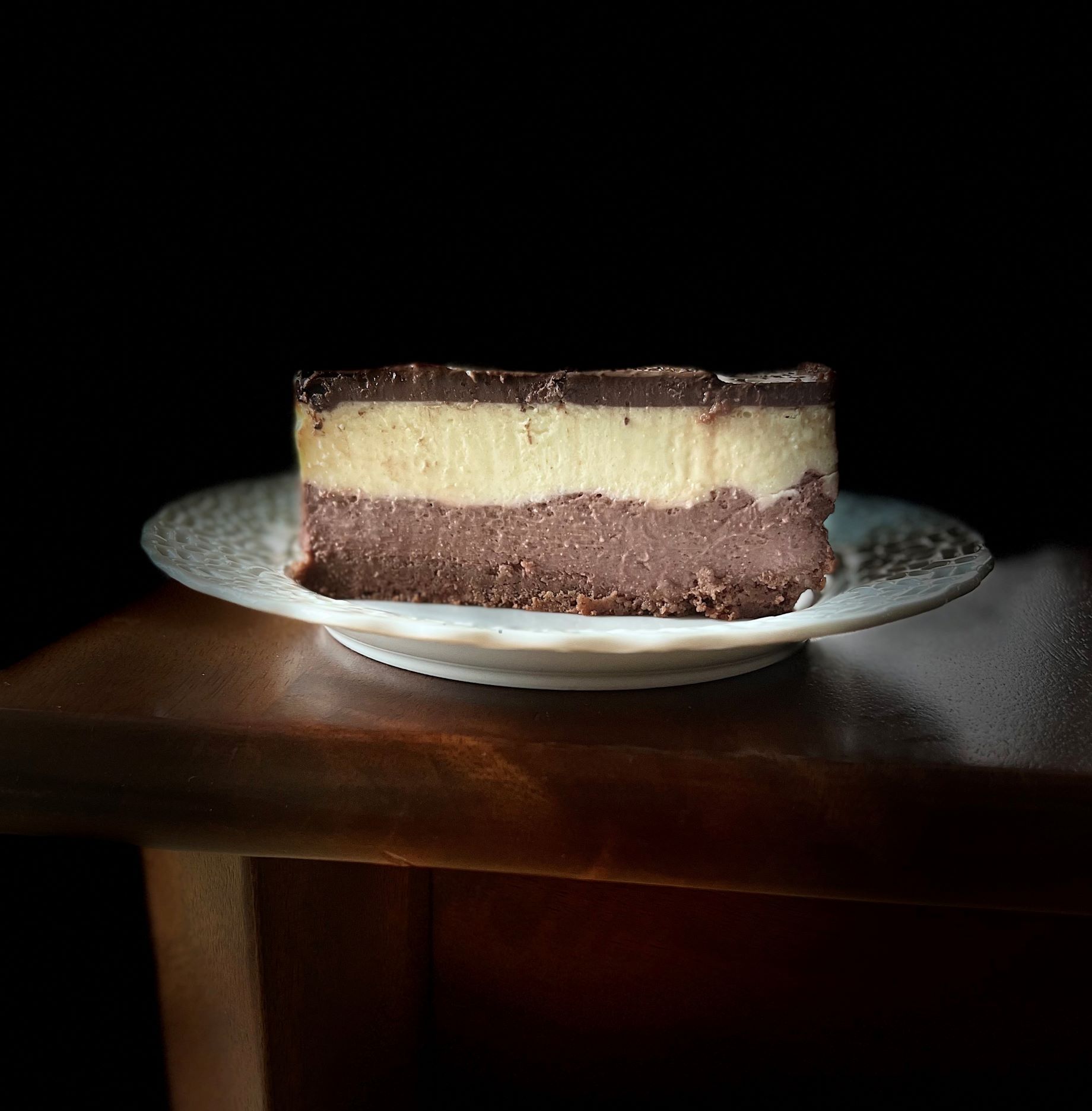 No Bake ChocolateVanilla Cheesecake Cooking Deliciously