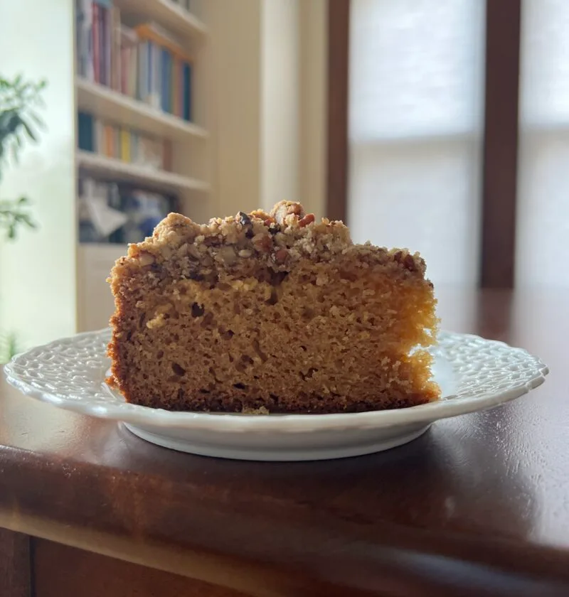 Peach streusel cake