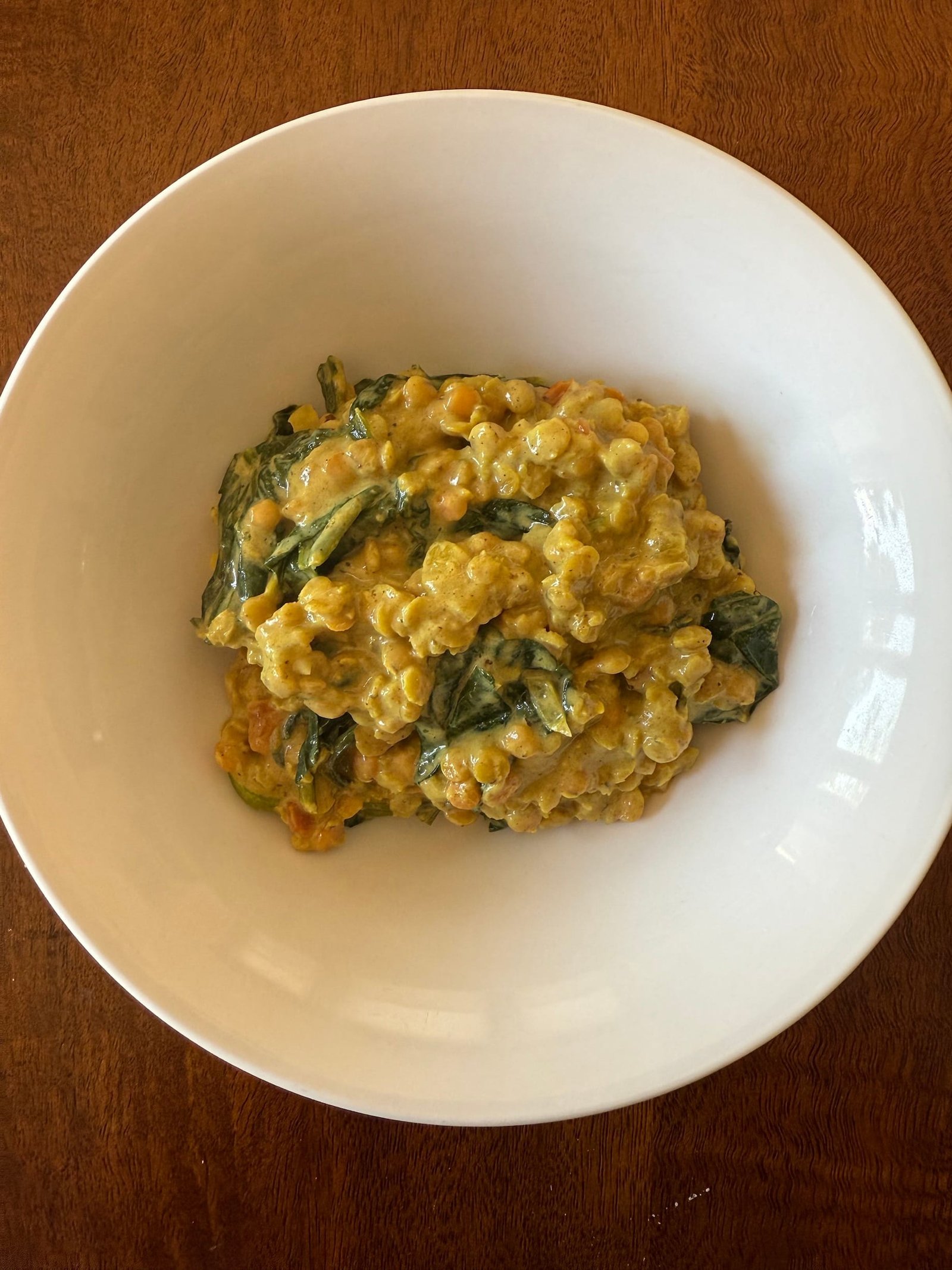 Red lentils and spinach