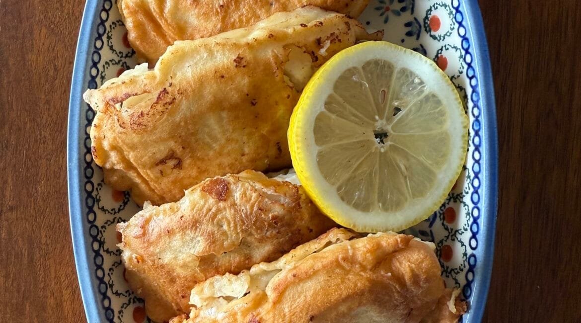 Cod in crêpe batter