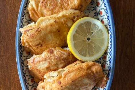 Cod in crêpe batter